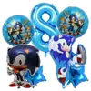 Suporte de Estilo Balão Sônico Balão Sônico Festa Sônica Jogo Infantil Decoração de Aniversário Balão de Filme de Alumínio