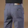 Calças Casuais Cinza de Alta Qualidade de Hong Kong Masculinas 2025 Novas Outono Slim-fit Calças Retas de Negócios Forradas com Lã Espessadas
