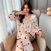 Pijama de Veludo Outono/Inverno 2024 para Mulheres, Conjunto de Cardigã e Calça Longa Manga Longa Estilo Chanel, Casual e Confortável