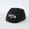 Boina Infantil Simples e Versátil, Novo Estilo de Comércio Exterior, Boné Trucker de Sarja Lavada com Letras Boston, Boné Trucker para Bebê