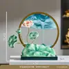 Hehemeimei Novo Ornamento de Areia Movediça com Lótus Chinoiserie para Sala de Estar, Entrada, Gabinete de TV, Decoração de Casa, Presente de Inauguração