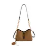 Bolso cubo esmerilado transfronterizo para mujer, nuevo bolso de hombro Maillard de moda 2026, bolso cruzado retro de gamuza