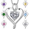 Collar explosivo transfronterizo de alta calidad en forma de corazón de Amazon para hombres y mujeres, con colgante de amor y cadena de clavícula con doce piedras de nacimiento.