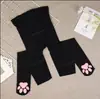 Meias com estampa de pata de gato, meias-calças acolchoadas 3D fofas, meias pretas 3D grandes, meias brancas com estampa de patas de gatinha, meias para empregada doméstica com estampa de patas de gato.