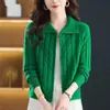 Cardigan de Punto Trenzado Holgado Corto con Cuello para Mujer Otoño/Invierno 2026, Suéter Versátil de Color Sólido