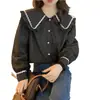 Camisa a Cuadros con Cuello de Muñeca para Mujer, Nueva Colección Primavera y Otoño 2026, Diseño Retro Francés Único, Manga Larga