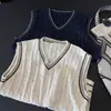 2026 Nuevo Chal de Punto Moda Coreana con Cuello en V sin Mangas para Mujer, Corte Holgado, Adelgazante, Top Versátil, Chal de Hilo de Algodón Colorido
