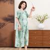 Nova Mãe de Meia-idade Vintage Estilo Nacional Vestido de Verão plus size Vestido de Seda de Algodão 50 Meia-idade Nova Saia Cheongsam Chinesa