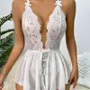 Amazon Ebay Estilo Caliente Sexy Transparente Encaje Profundo en V Lencería Suspensoras Sexy Bata de Noche Comercio Electrónico Transfronterizo en Stock
