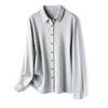Camisa Original de Excedente de Exportación Estilo Japonés Ajustada con Forro de Felpa Engrosada Cuello Puntiagudo Cálida y Cómoda de Manga Larga para Mujer