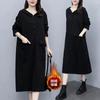 Vestido de Otoño de Manga Larga Holgado para Mujer Talla Grande con Doble Bolsillo Grande, Rejuvenecedor, Vestido Sudadera con Capucha de Corte Ajustado