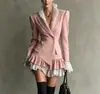 Vestido Traje Europeo y Americano Transfronterizo para Mujer Estilo Retro Ceñidor de Cintura Encaje Volante Patchwork Vestido Traje Corto