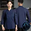 Uniforme de chef de manga larga para hombre, de alta gama para otoño e invierno, adecuado para restaurantes de alta cocina, restaurantes occidentales y cafeterías, ropa de trabajo de chef de color liso