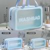 Conjunto de Bolsas de Maquiagem e Higiene Pessoal Três Peças em PU Transparente, Bolsa de Banho Impermeável de Grande Capacidade, Bolsa de Armazenamento Portátil Semitransparente Fosca para Mulheres