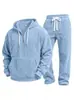 Conjunto de Roupas Masculinas Casual Esportivo Simples Versátil Jaqueta de Veludo Cotelê Cruzada Europeia Cor Sólida Manga Longa Calça Casual