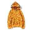 [Tecido de saúde] Suéter com estampa digital 3D da marca Bape, cabeça de tubarão, cardigan com zíper para homens e casais, suéter com capuz