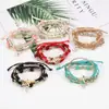 Pulsera Bohemio Multicapa de Cuentas Pulsera con Patrón de ECG de Personalidad Longitud Ajustable Conjunto de Pulseras para Mujer