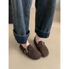 Sapatos Birkenth para Mulheres Outono/Inverno Forrado de lã 2024 Novo Estilo Coreano Estilo Francês Retro Plano Slip-on Sapatos de Algodão Quente