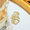 Anillo Ladrillo de Diseño Nicho de Alta Gama Lujo Accesible para Mujer Moda Europea y Americana Creativo Zirconia Chapado en Oro Anillo Abierto Ajustable