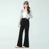 Pantalones de maternidad para primavera y otoño, pierna ancha, ligeramente acampanados, tiro alto, soporte para el vientre, suaves y con caída, adelgazantes, cubren las caderas, no aprietan el vientre, adecuados para usar como prenda exterior