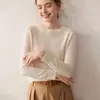 Suéter de Cachemira para Mujer, Otoño e Invierno Casual Versátil Color Sólido Holgado Simple Tejido de Lana Cuello Redondo Jersey Suéter Básico