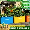 Caixa de Flores Quadrada de Fibra de Vidro Combinação Praça Municipal Shopping Mall Exibição Comercial Decoração Departamento de Vendas Fonte de Paisagismo Fábrica Personalização