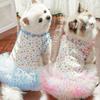 Verano nuevo estampado gato perro ropa para el hogar verano seda de hielo algodón falda oso de peluche ropa para mascotas al por mayor