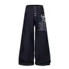 3316 Calle alta americana retro unisex alta gama original diseño estampado de patrón de color denim jeans holgados baggy para hombre