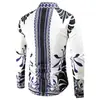 Camisa Masculina Europeia e Americana Transfronteiriça Nova Primavera e Outono Estilo Palácio Impressão Digital 3D Tendência Manga Longa
