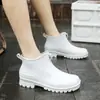 Zapatos de lluvia forrados de polar para mujer, Novedad transfronteriza, Zapatos impermeables para exteriores de pareja, Zapatos de goma de caña corta para hombre, Cubrezapatos ligeros