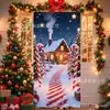 Amazon 2027 Cortina de Porta de Natal Tecido de Fundo Boneco de Neve Decoração de Feriado de Natal Faixa de Porta Bandeira Pendurada