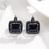 Pendientes de doble cara negros de moda, estilo moderno y moderno, con circonitas cuadradas, estilo coreano, nuevos, ligeros y lujosos, de alta gama.