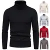 Suéter de Cuello Alto Nuevo Otoño Invierno 2026 para Hombre al por Mayor Estilo Coreano Ajustado Juvenil Color Sólido Suéter de Punto Capa Base
