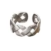 Anillo Abierto de Acero Inoxidable Transfronterizo Nuevo para Mujer, Moderno Diseño Geométrico Tejido, Anillo de Dedo Índice Personalizado de Lujo Ligero para Hombres y Mujeres