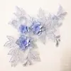 Bordado de puntos de color encaje tridimensional par de flores accesorios para vestido de novia aplique de encaje diy par de flores