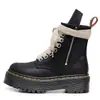 Botas de Motocicleta de Cuero Crazy Horse de Primera Capa Transfronterizas de Color Rojo con Suela Gruesa de 8 Ojales para Mujer 1460 Cremallera Lateral Botines de Cuero Genuino Suela de Plataforma Lengüeta Larga