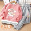 Vestido de Otoño para Niños 2024 Estilo Extranjero Moderno Falso de Dos Piezas Top de Cuello Redondo Suéter para Niños Medianos y Grandes Traje de Niña Vestido de Primavera