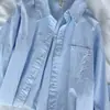 Camisa Casual Holgada para Mujer 2024 Primavera Nueva Bordada de Poni Algodón Lavado Manga Larga Versátil Camisa para Vestir por Capas