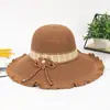 Novo Chapéu de Sol Feminino de Verão Monocromático com Aba Larga Chapéu de Sol Chapéu de Sol de Palha Chapéu de Verão Chapéu de Pescador