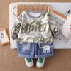Trajes de Ropa de Otoño para Niños al por Mayor, Nuevos y Modernos Conjuntos de Dos Piezas de Manga Larga Guapos para Bebés y Niños, de Moda