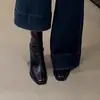 Botines delgados de tacón alto con punta cuadrada estilo coreano para mujer, nueva colección 2026, tacón grueso, botas de moda retro, botines estilo británico