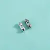 Tira de Cuentas Espaciadoras Sólidas de Plata de Ley S925 Barra de Equilibrio Cuentas Sueltas Cuerda Hecha a Mano DIY Pulsera de Cristal Combinar Cabeza