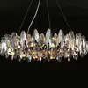 Lámpara de araña de cristal de lujo ligero estilo italiano, lámpara colgante de cristal minimalista de alta gama posmoderna para sala de estar, comedor y dormitorio, accesorio de iluminación creativo y único