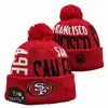 49ers 2025 Nuevo Sombrero de Punto para Otoño e Invierno de Equipo de Fútbol Bordado Cálido con Pompón Estilo Pareja