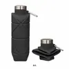 Almacenamiento de viaje para ciclismo al aire libre con tapa, botella de agua resistente a altas temperaturas, silicona de grado alimenticio, retráctil, portátil y plegable, vaso de agua