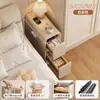 Mesita de Noche Ultraestrecha, Gabinete de Almacenamiento Simple, Gabinete Estrecho para Espacios Pequeños en el Dormitorio con Cajones de Madera Maciza, Estante Pequeño Creativo para Mesita de Noche