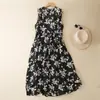Vestido Estampado de Verano 2026 Estilo Isla de Lino y Algodón, Delgado, Ambiente Perezoso