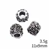 10.2x10.2x8.8mm Diámetro del agujero aprox.. Cuentas de Plata Antigua con Agujero Grande de 4.6 mm 3.1 g