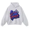 Moletom com Capuz Estilo Vintage com Estampa de Slogan de Corrida Vermelho e Azul, Marca de Moda High Street, Caimento Solto, Moletom Unissex, Em Estoque