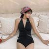 [6 colores] Nuevo traje de baño de una pieza estilo coreano para mujer, sexy, con torsión, fruncido, espalda descubierta, cubre cintura, adelgaza abdomen, traje de baño de vacaciones